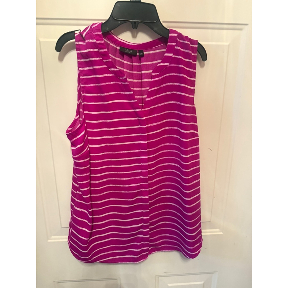 Women's APT. 9 Essentials Blouse, Pink and White Stripes, Size L